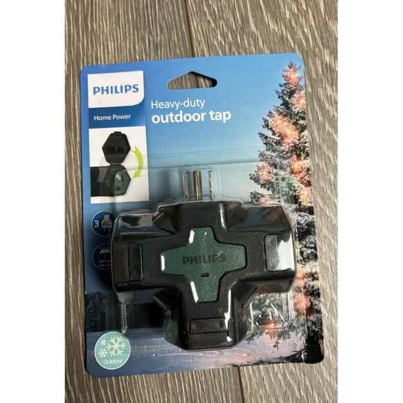 Philips 3-Outlet‎ Outdoor Heavy Duty Tap with Outlet Covers Grounded - Picture 1 of 2
